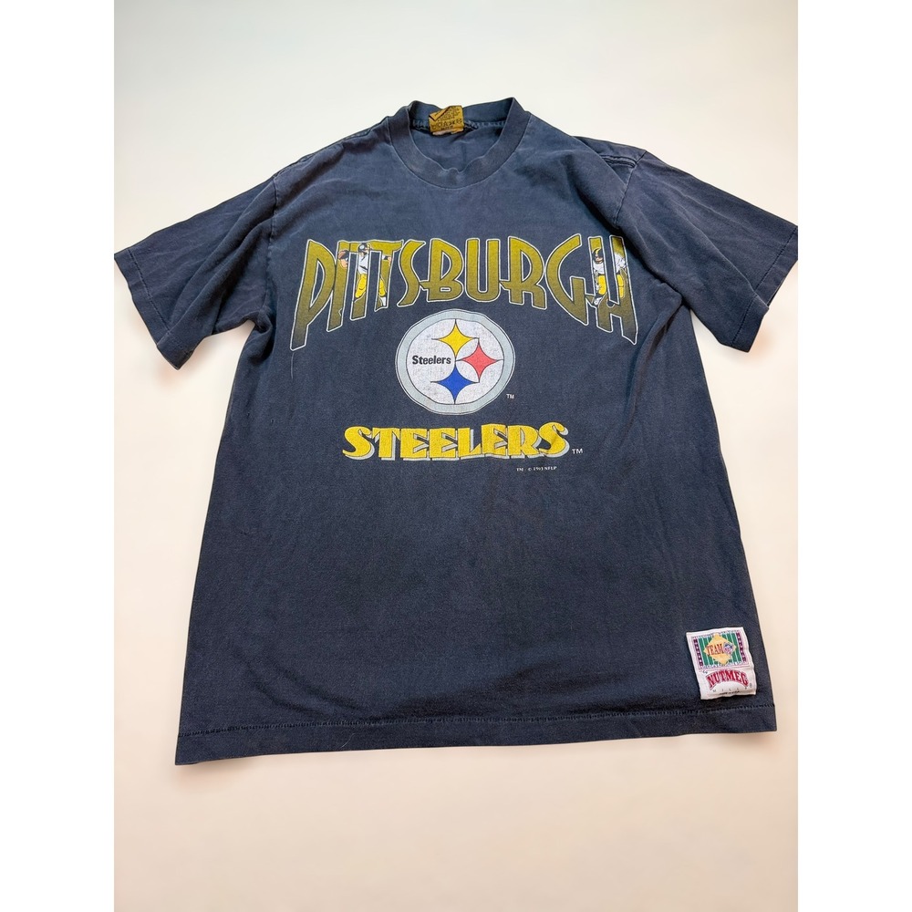 Vintage 1993 Pittsburgh Steelers Nutmeg Mills Shirt Mens Medium‎ Black NFL Tee